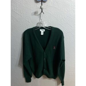 Vtg Izod Cardigan Sweater Mens Green Size Large Button Up V Neck